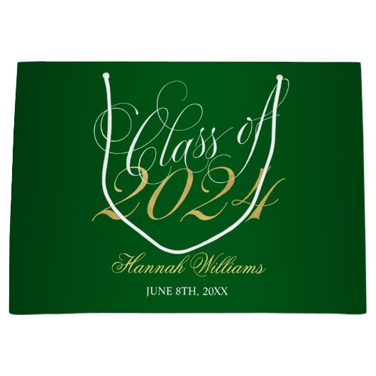 Script Green Gold Klasse van 2024 Afstuderen Groot Cadeauzakje (Voorkant)