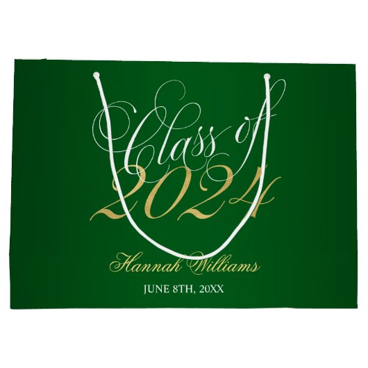 Script Green Gold Klasse van 2024 Afstuderen Groot Cadeauzakje (Achterkant)