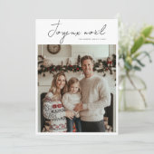 Script Green Joyeux Noël Franse kerstfoto Feestdagenkaart (Staand voorkant)