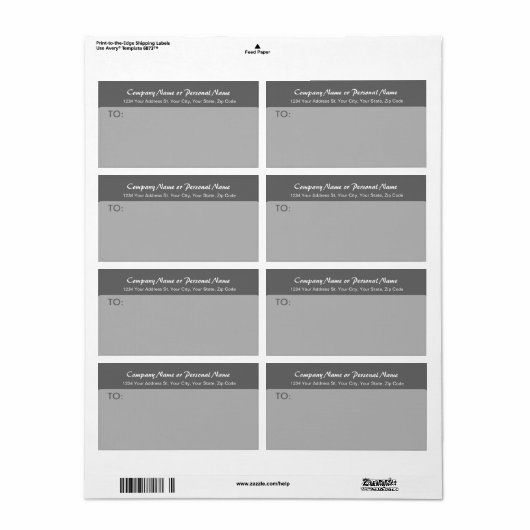 Script Grey Business Mailing Label (Full Sheet)