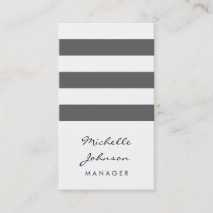 Script Grey White Stripes Pattern Visitekaartje