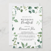 Script Groen Foliage Bruiloft Ontbijt Kaart (Voorkant)