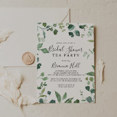 Script Groen Foliage Vrijgezellenfeest Tea Party Kaart