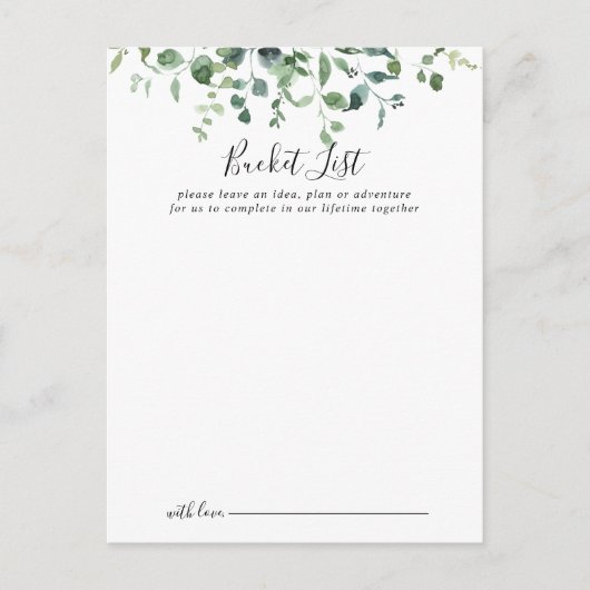 Script Groen Foliage Wedding Bucket List Kaarten (Voorkant)