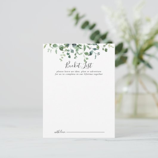 Script Groen Foliage Wedding Bucket List Kaarten (Staand voorkant)