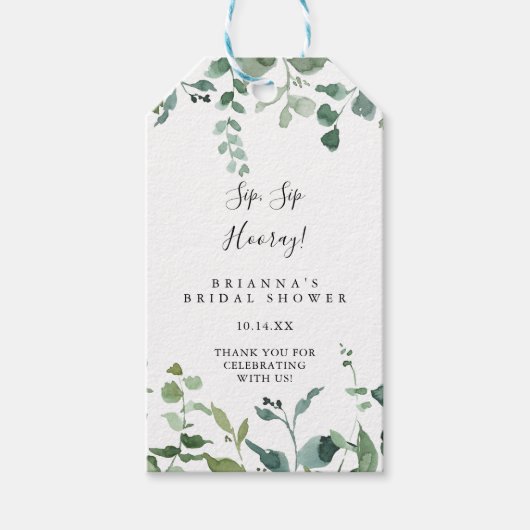 Script Groen gebladerte SIP Hooray Vrijgezellenfee Cadeaulabel (Voorkant)