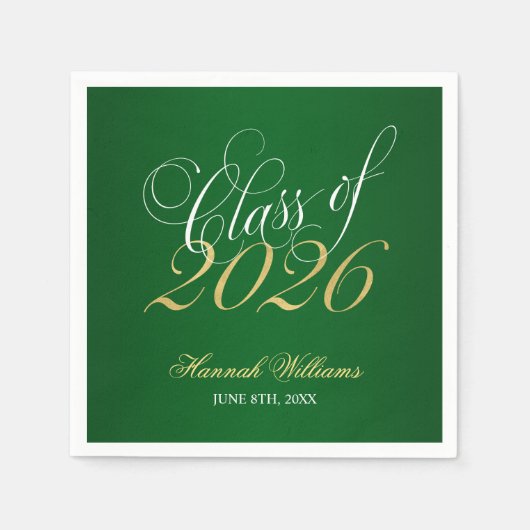 Script Groen Goud Afstudeerklas van 2026 Servet (Voorkant)