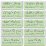 Script Groene Huwelijks Gast Adreslabels Sticker<br><div class="desc">Makkelijk te personaliseren, namen en adressen / individuele trouwadreslabelstickers voor gasten uitnodigingen. Deze chic, modern en stijlvolle trouwadreslabels bevatten de namen van uw bruiloftsgasten in off-black elegante handgeschreven kalligrafie op een groene achtergrond. Voeg eenvoudig de namen en adressen van uw individuele bruiloftsgasten toe. Exclusief voor u ontworpen door Happy Dolphin...</div>