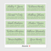 Script Groene Huwelijks Gast Adreslabels Sticker (Vel)