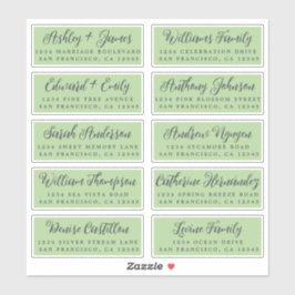 Script Groene Huwelijks Gast Adreslabels Sticker