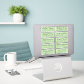 Script Groene Huwelijks Gast Adreslabels Sticker (Laptop op bureau)