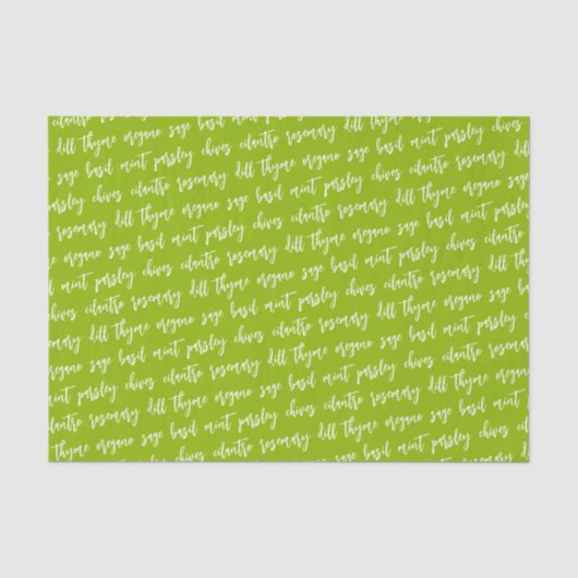 Script Groene Kruidennamen Tissuepapier (Voorkant)
