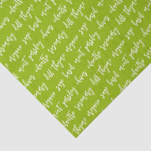 Script Groene Kruidennamen Tissuepapier (Detail)