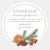 Script Groene Stovetop Potpourri Label Sticker (Voorkant)