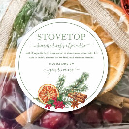 Script Groene Stovetop Potpourri Label Sticker