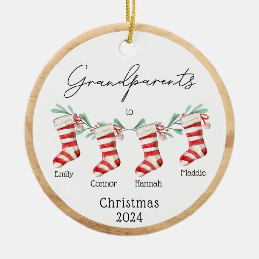 Script Grootouders naar Kerstmis Kousen Keramisch Ornament (Voorkant)