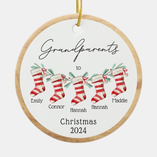Script Grootouders naar Kerstmis Kousen Keramisch Ornament (Voorkant)