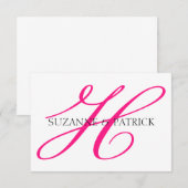 Script H Monogram Notecard (Hot Pink / Black) Notitiekaartje (Voorkant / Achterkant)