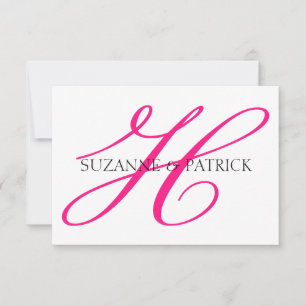 Script H Monogram Notecard (Hot Pink / Black) Notitiekaartje
