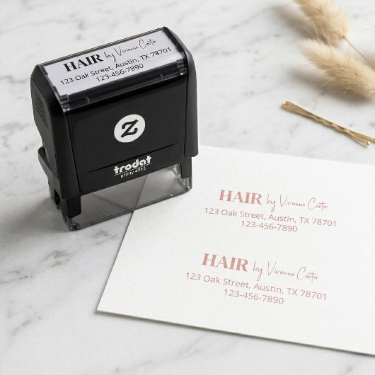 Script Haarstudio Naam Retouradres Telefoon Zelfinktende Stempel