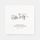 Script Hallo Dertig Minimalistisch 30e Verjaardag Servet (Voorkant)