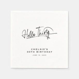 Script Hallo Dertig Minimalistisch 30e Verjaardag Servet