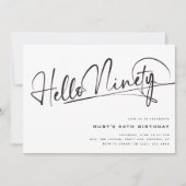 Script Hallo Negentig Minimalistisch 90ste Verjaar Kaart (Voorkant)