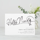 Script Hallo Negentig Minimalistisch 90ste Verjaar Kaart (Staand voorkant)
