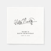 Script Hallo Negentig Minimalistisch 90ste Verjaar Servet (Voorkant)