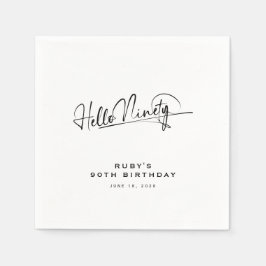 Script Hallo Negentig Minimalistisch 90ste Verjaar Servet