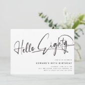 Script Hallo Tachtig Minimalistische 80e Verjaarda Kaart (Staand voorkant)