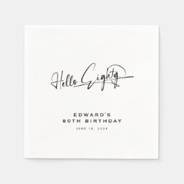 Script Hallo Tachtig Minimalistische 80e Verjaarda Servet