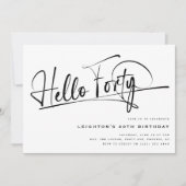 Script Hallo Veertig Minimalistisch 40e Verjaardag Kaart (Voorkant)