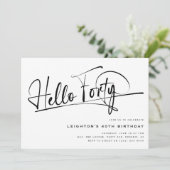 Script Hallo Veertig Minimalistisch 40e Verjaardag Kaart (Staand voorkant)