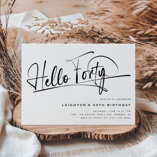 Script Hallo Veertig Minimalistische 40e Verjaarda Kaart