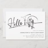 Script Hallo Vijftig Minimalistische 50e Verjaarda Kaart (Voorkant)