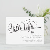 Script Hallo Vijftig Minimalistische 50e Verjaarda Kaart (Staand voorkant)