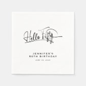 Script Hallo Vijftig Minimalistische 50e Verjaarda Servet (Voorkant)