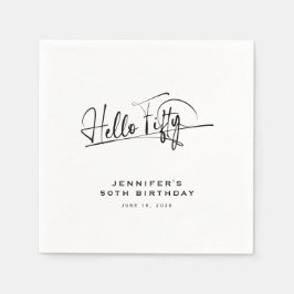 Script Hallo Vijftig Minimalistische 50e Verjaarda Servet