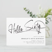Script Hallo Zestig Minimalistische 60e Verjaardag Kaart (Staand voorkant)