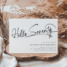 Script Hallo Zeventig Minimalistisch 70e Verjaarda