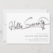 Script Hallo Zeventig Minimalistisch 70e Verjaarda Kaart (Voorkant)