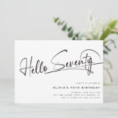 Script Hallo Zeventig Minimalistisch 70e Verjaarda Kaart (Staand voorkant)
