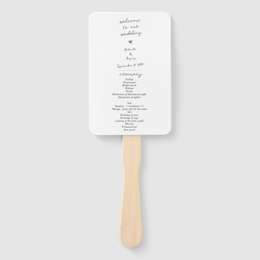 Script Hand geschreven Typografie Trouwprogramma Handwaaier (Voorkant)