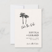 Script Hand getrokken Palmboom Tropische kleine br Save The Date (Voorkant)
