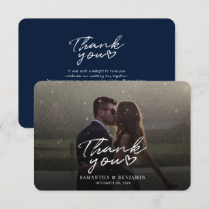 Script Hand-lettered trouwfoto dank u kaart