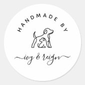 Script Handgemaakt door Aangepast logo Ronde Sticker (Voorkant)