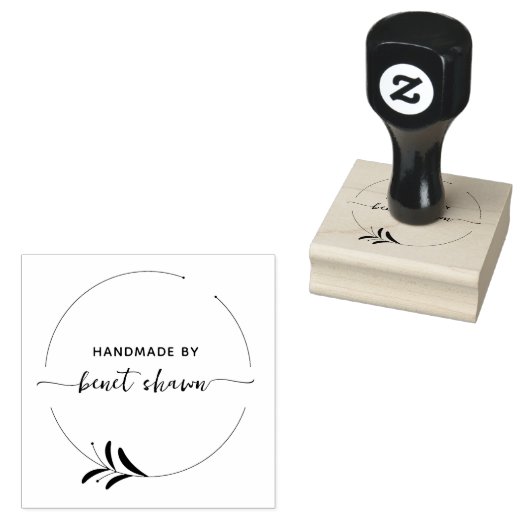 Script Handgemaakt door Naam Mini Rubber Stempel (Gestempeld)