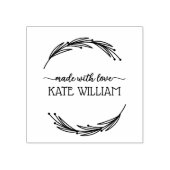 Script Handgemaakt met liefde door Naam Rubber Ste Rubberstempel (Afrduk)
