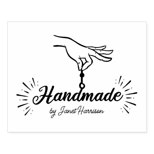 Script Handgemaakte Custom Business, Groot Rubberstempel (Afrduk)